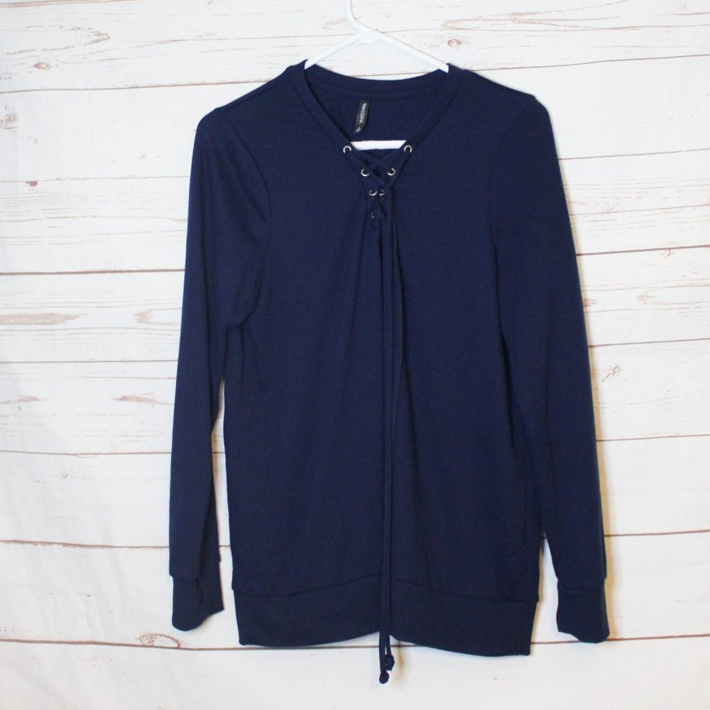 Massini Lightweight Front Tie Navy Blue‎ Sweater Large